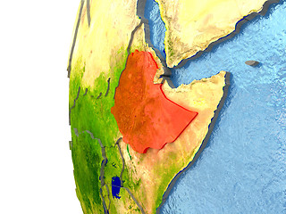 Image showing Ethiopia on globe