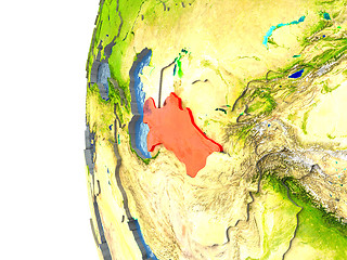 Image showing Turkmenistan on globe