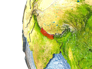 Image showing Nepal on globe