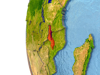 Image showing Malawi on globe