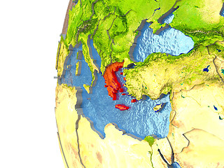 Image showing Greece on globe