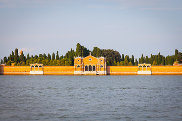 Image showing Venice Cemetery of San Michele from the waterfront