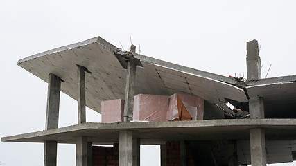 Image showing The collapse of the roof of the building when unfair