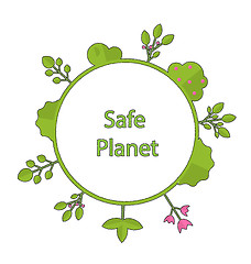 Image showing Frame form circle green earth plant flower cry safe planet