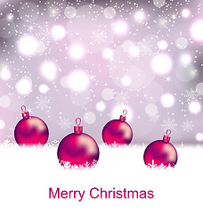 Image showing Shimmering Card with Balls For Merry Christmas 