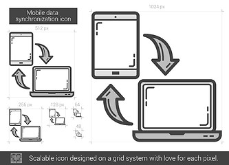 Image showing Mobile data synchronization line icon.