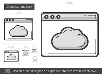 Image showing Cloud storage line icon.