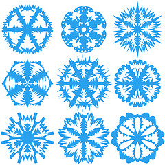 Image showing Set of snowflakes on a white background. illustration