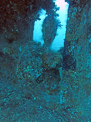 Image showing massive shipwreck, sits on a sandy seafloor in bali