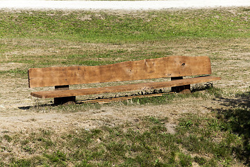 Image showing wooden bench, close up