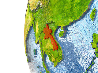 Image showing Laos on globe