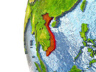 Image showing Vietnam on globe