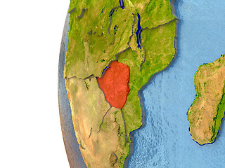 Image showing Zimbabwe on globe