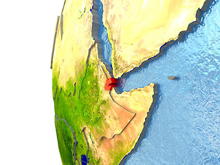 Image showing Djibouti on globe