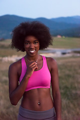 Image showing young black woman in nature