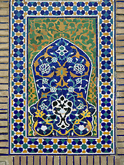 Image showing Old Eastern mosaic on the wall Uzbekistan