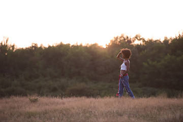 Image showing young black woman in nature