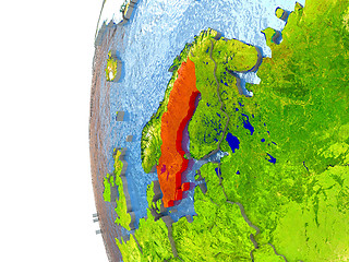 Image showing Sweden on globe