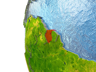 Image showing Suriname on globe