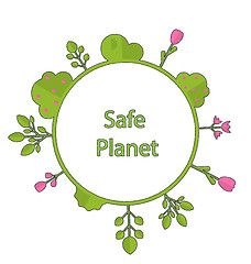 Image showing Frame form circle green earth plant flower cry safe planet