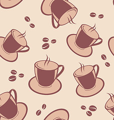 Image showing Seamless pattern with coffee cups and beans