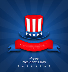 Image showing Abstract Flyer with Uncle Sam\'s Hat for Happy Presidents Day of 