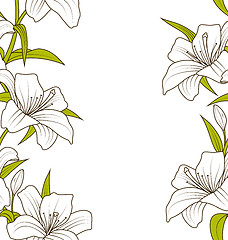 Image showing Cute Ornamental Seamless Texture with Lily Flowers