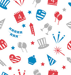 Image showing Seamless Pattern for Independence Day of America, Flat Icons in 