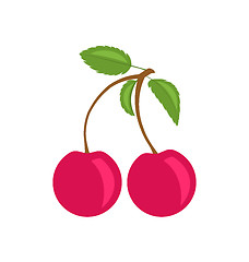 Image showing Pair Ripe Cherries