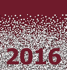 Image showing Lettering 2016 on red backdrop white hoarfrost particles