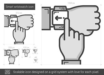 Image showing Smart wristwatch line icon.