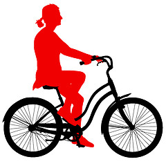 Image showing Silhouette of a cyclist girl. illustration