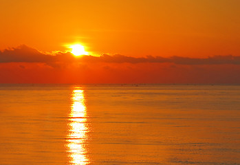 Image showing sunset in ocean Bali