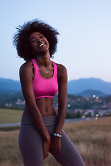 Image showing young black woman in nature