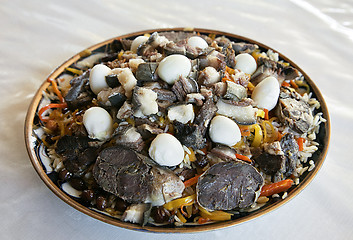 Image showing Uzbek national dish pilaf on a plate