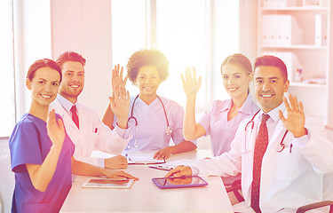 Image showing group of happy doctors meeting at hospital office