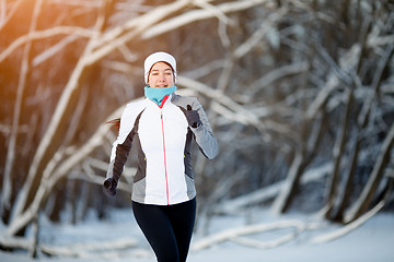 Image showing Brunette on jog among forest