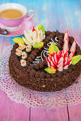 Image showing Cake on color background