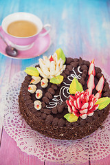 Image showing Cake on color background