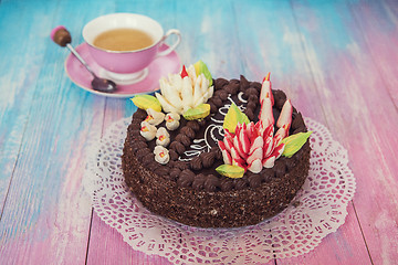 Image showing Cake on color background