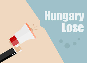 Image showing Hungary lose. Flat design vector business illustration concept Digital marketing business man holding megaphone for website and promotion banners.