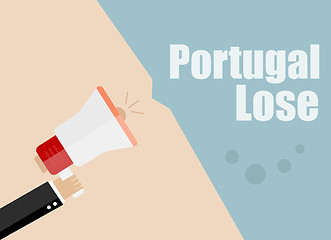 Image showing Portugal lose. Flat design vector business illustration concept Digital marketing business man holding megaphone for website and promotion banners.