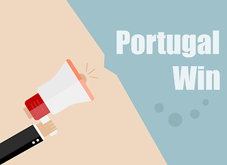 Image showing Portugal win. Flat design vector business illustration concept Digital marketing business man holding megaphone for website and promotion banners.