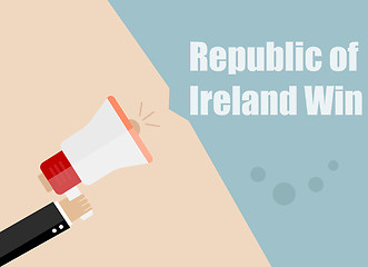 Image showing Republic of Ireland win. Flat design vector business illustration concept Digital marketing business man holding megaphone for website and promotion banners.