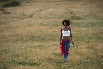 Image showing young black woman in nature