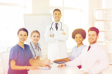 Image showing group of doctors on presentation at hospital