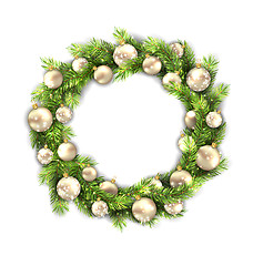 Image showing  Christmas Wreath with Balls, New Year and Christmas Decoration