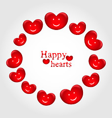 Image showing Round frame made in smiling hearts for Valentines Day