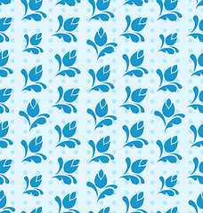 Image showing Seamless Pattern with Floral Elements, Blue Background