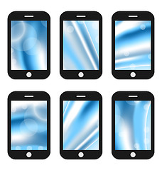 Image showing Abstract splash screens for mobile phones app with different wav